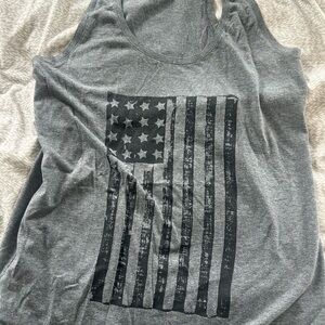 Women's Gray Sleeveless Flag Graphic Tank Top